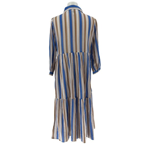 Hiho Striped Button-Down Midi Dress S Cotton - Picture 3 of 10
